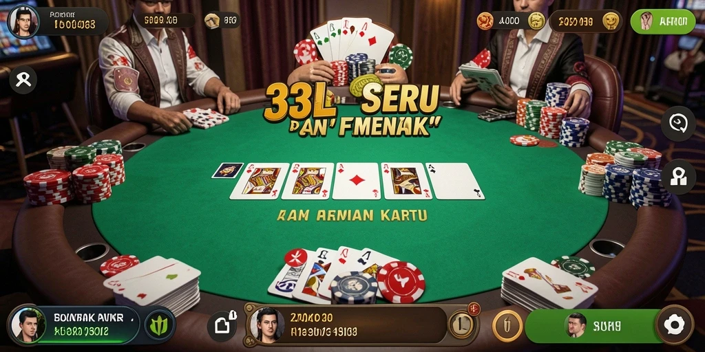 Screenshot menampilkan gameplay dinamis Poker yang seru.