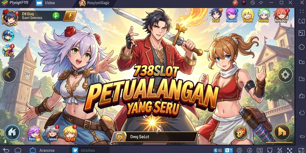 Tampilan screenshot gameplay <strong>738SLOT</strong> dengan karakter anime yang menarik.