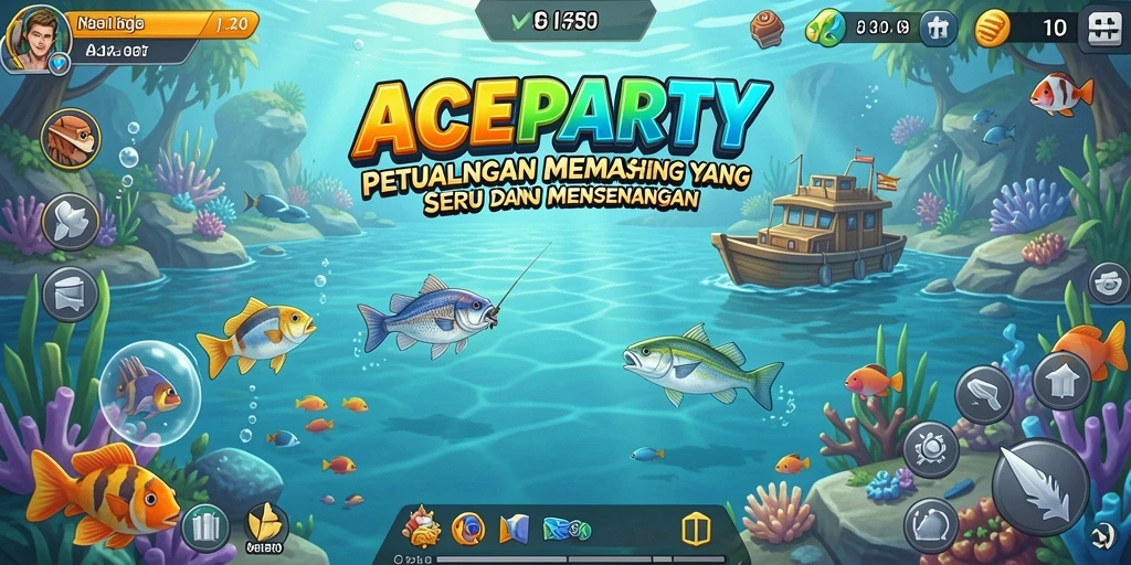 Gameplay menakjubkan ACEPARTY saat memancing di lokasi indah.