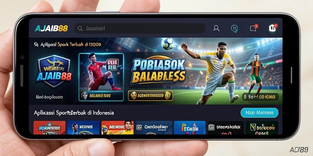 Tampilan screenshot utama AJAIB88 menampilkan antarmuka aplikasi Sportsbook yang menarik.