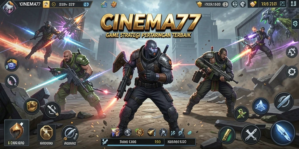 Screenshot utama CINEMA77 menampilkan gameplay strategi yang menegangkan.