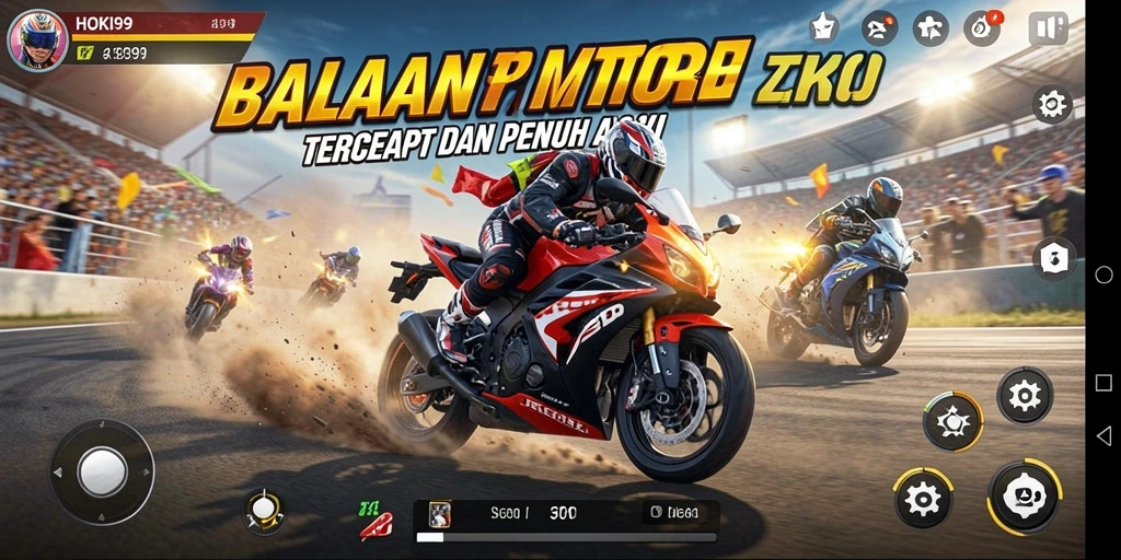Tangkapan layar HOKI99 menampilkan aksi balapan motor yang mendebarkan.