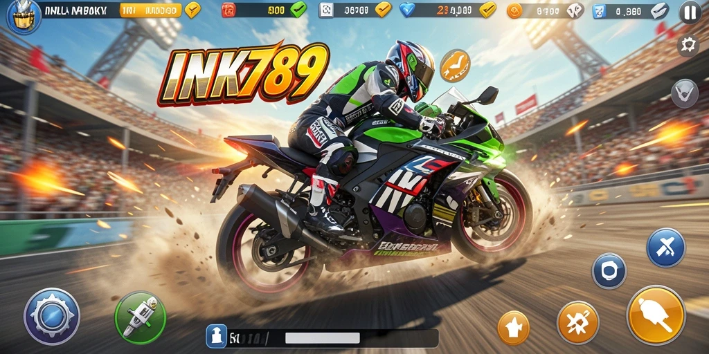 Gameplay mendebarkan balapan motor di INK789.