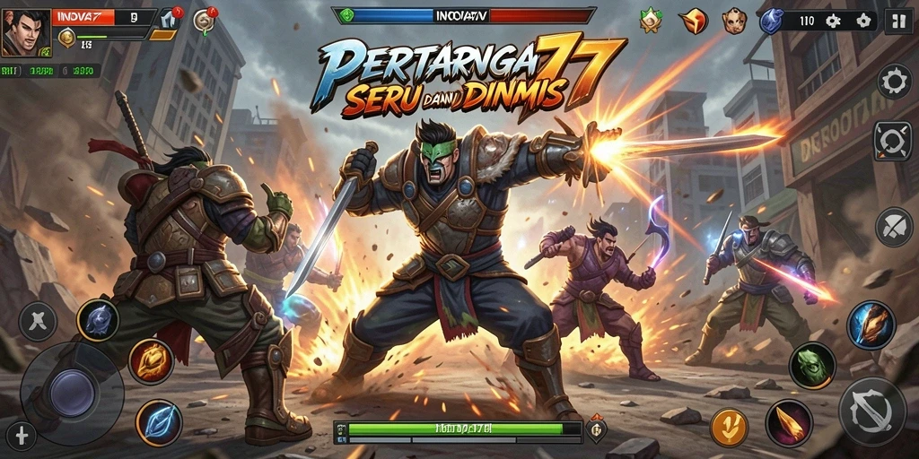 Tampilan seru pertarungan dalam gameplay INOVA77.
