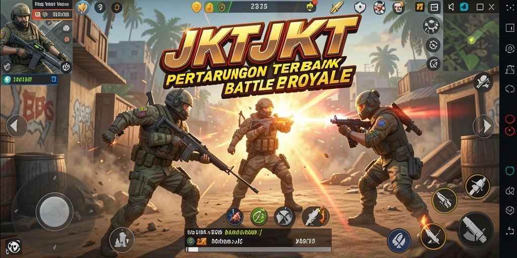 Screenshot gameplay JKTJKT dengan aksi pertempuran yang intens.