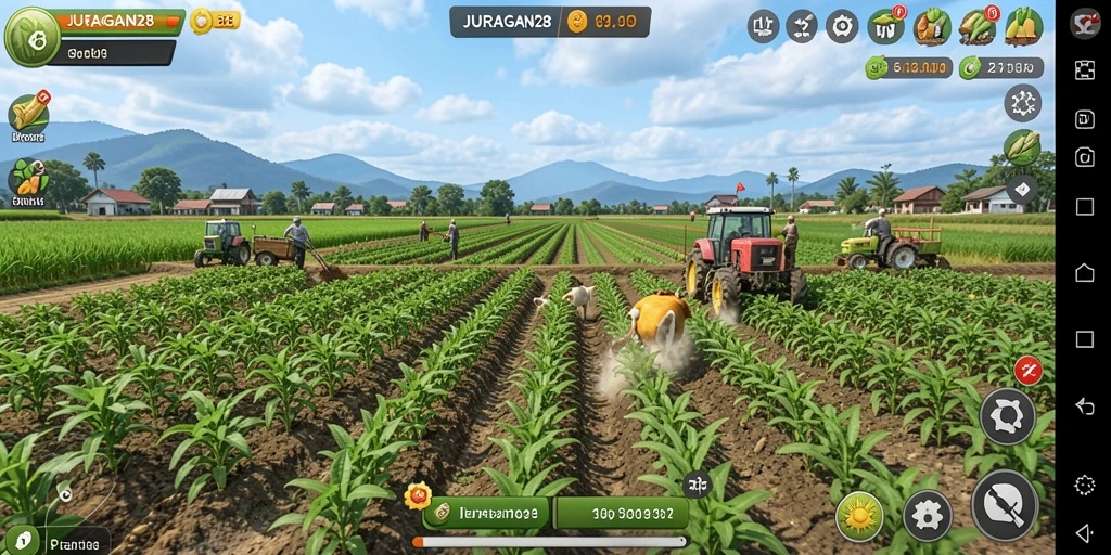 Gameplay menarik dari JURAGAN28 yang menunjukkan aktivitas bertani.