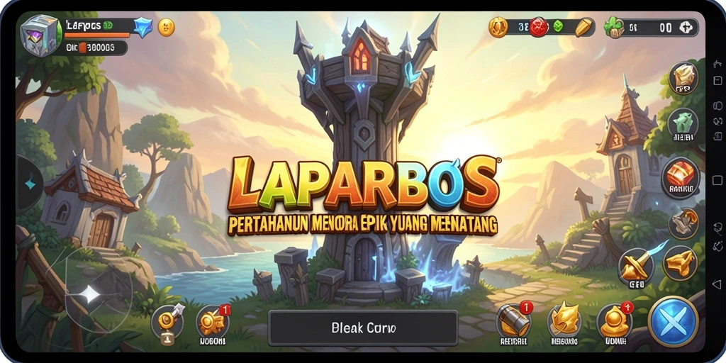 Gameplay seru LAPARBOS dengan menara pertahanan yang strategis.