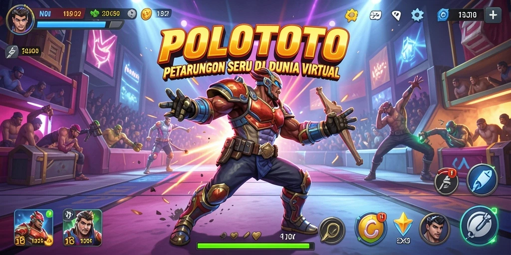 Tampilan gameplay yang menegangkan dalam POLOTOTO, pertarungan antar karakter hebat.