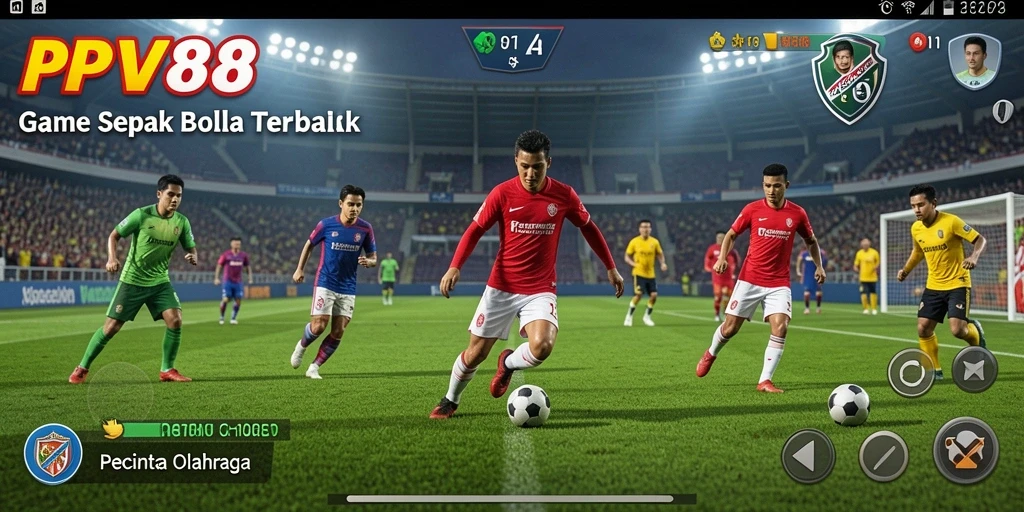 Screenshot gameplay PPV88 menampilkan aksi spektakuler di lapangan sepak bola.