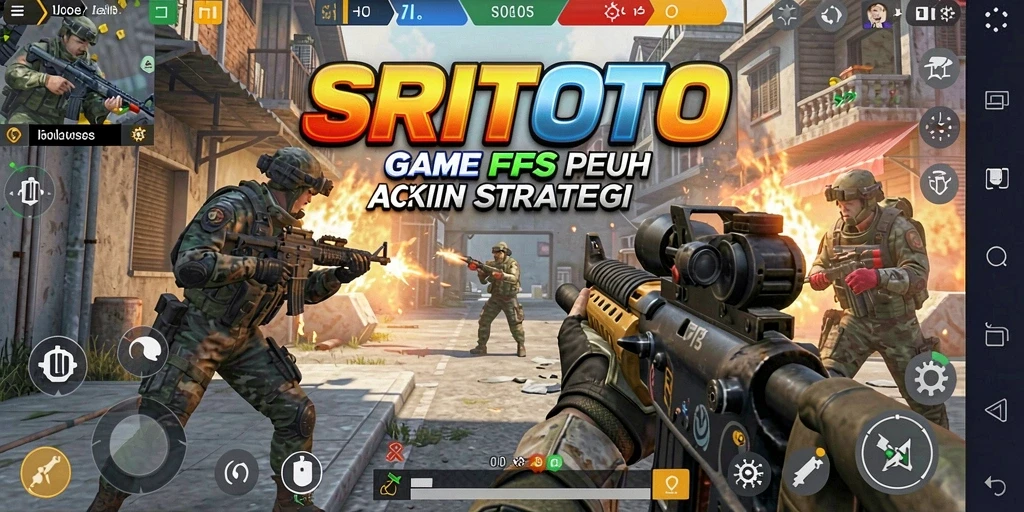 Screenshot menampilkan aksi tembak-menembak mendebarkan dalam SRITOTO.