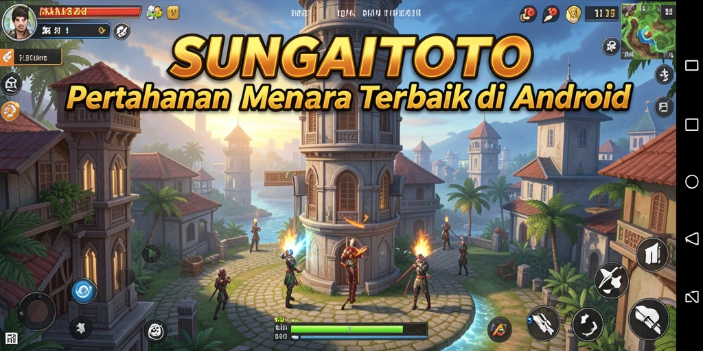 Tampilan aksi menara dalam SUNGAITOTO saat melawan gelombang musuh.