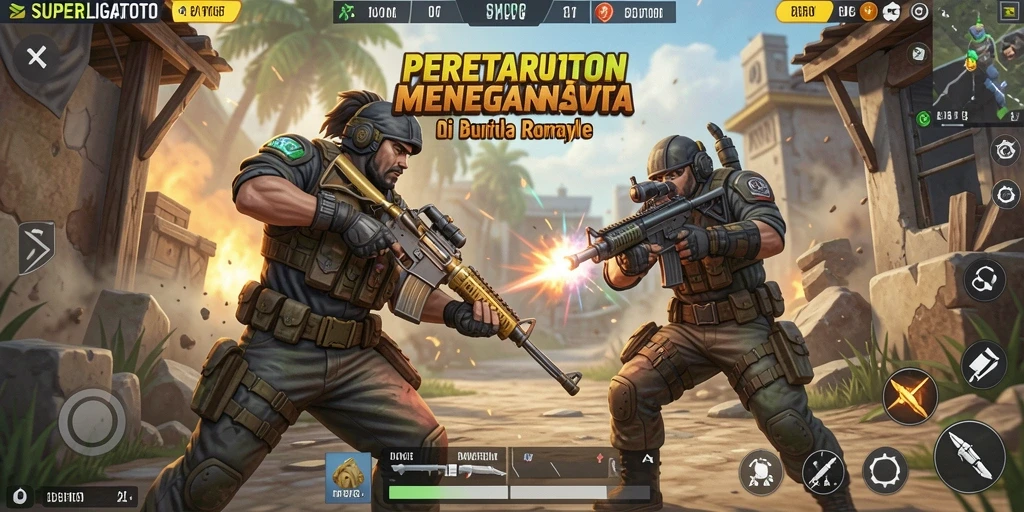 Gameplay seru di SUPERLIGATOTO dengan pertarungan epik Battle Royale.