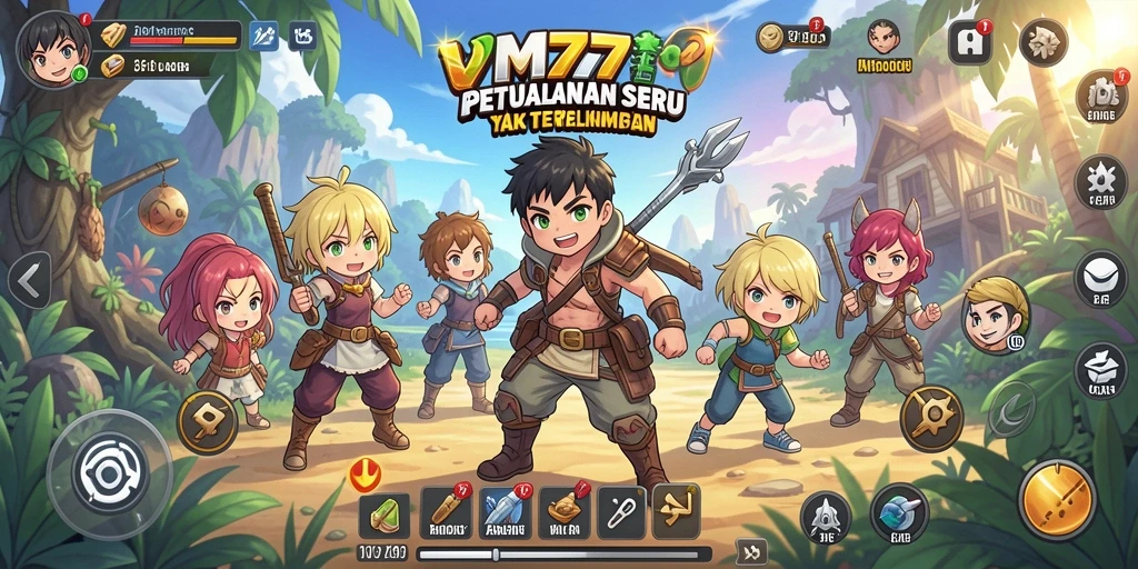 Tampilan gameplay VM777 menunjukkan aksi seru karakter Anime.